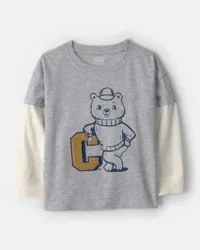 Carters Toddler Boy Varsity Bear Long-Sleeve Graphic Tee - Grey Grey 4T