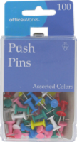 slide 1 of 1, Officeworks Assorted Colors Push Pins 100 Pack, 100 ct