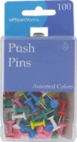 Officeworks Assorted Colors Push Pins 100 Pack