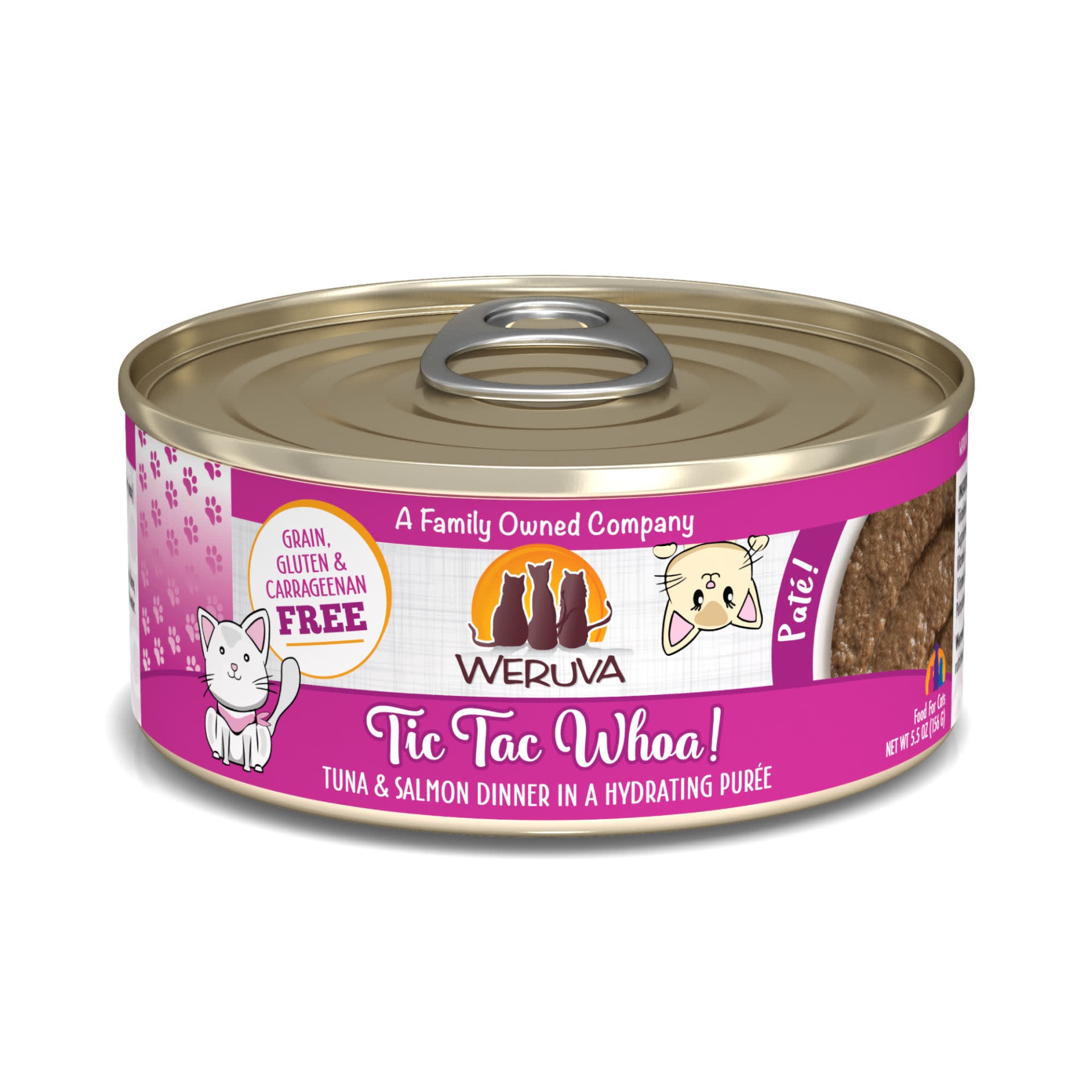 slide 1 of 1, Weruva Pate Tic Tac Whoa! Tuna & Salmon Dinner in a Hydrating Puree Wet Cat Food, 5.5 oz., 5.5 oz