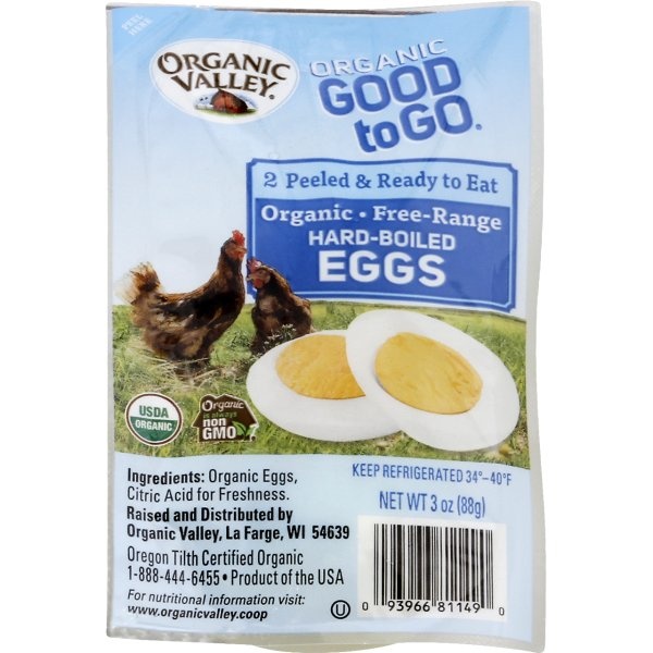 slide 1 of 1, Organic Valley Organic Good To Go Hard-Boiled Eggs, 3 oz