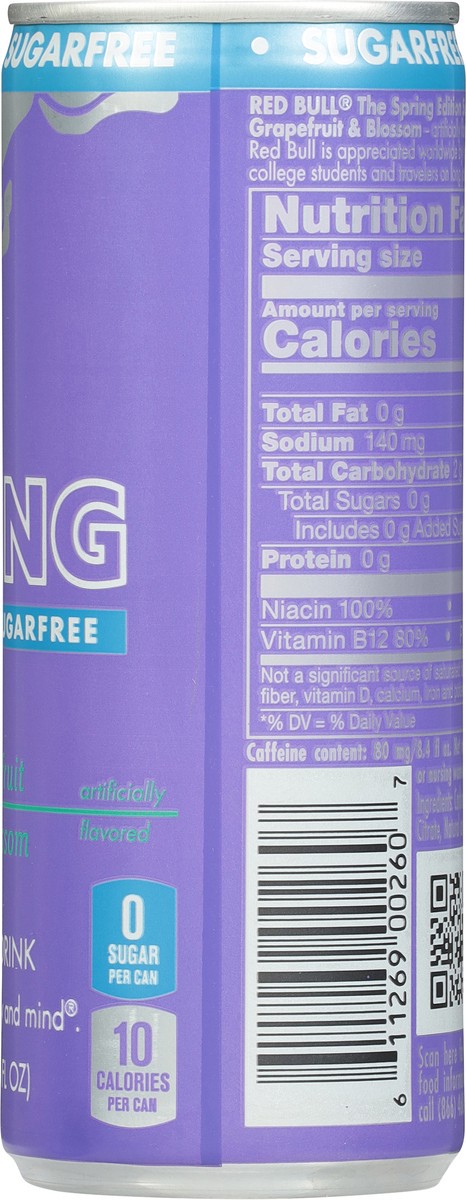 slide 8 of 13, Red Bull Spring Edition Sugarfree Energy Drink, Grapefruit, 8.4 fl. oz. can, with 80mg Caffeine, Taurine & B Vitamins, 8.4 fl oz
