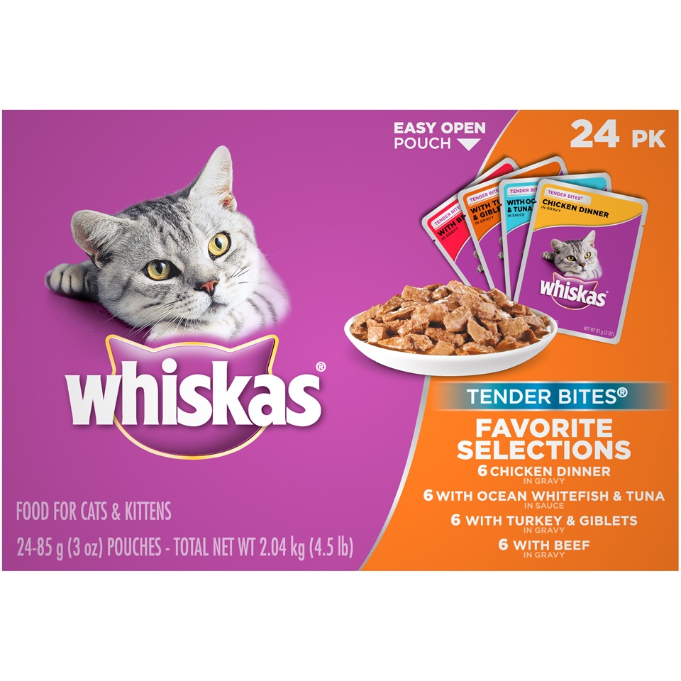 slide 1 of 9, Whiskas Food for Cats & Kittens 24 ea, 24 ct