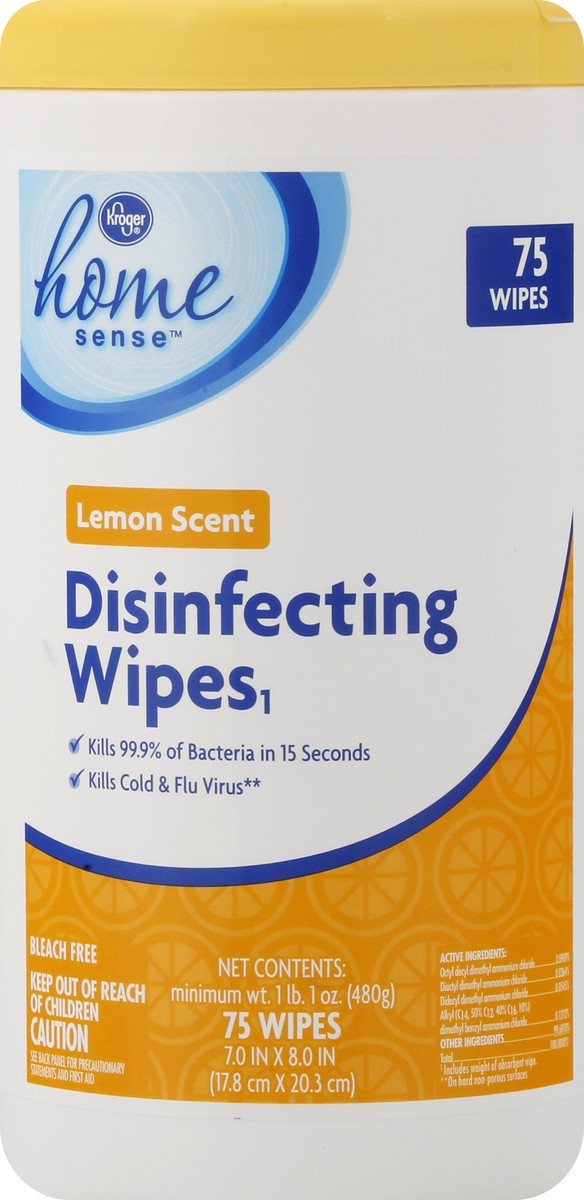 slide 10 of 10, Kroger Home Sense Disinfecting Wipes 75 ea, 75 ct