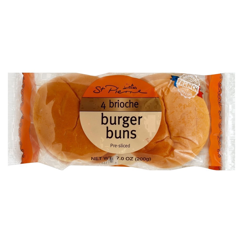 slide 113 of 126, St Pierre Pre-Sliced Brioche Burger Buns 4 ea, 4 ct