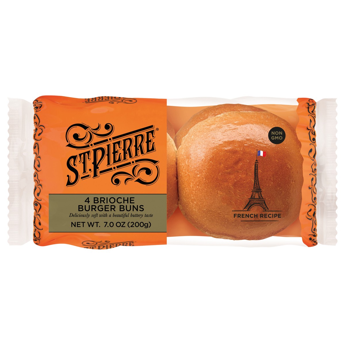 slide 1 of 126, St Pierre Brioche Burger Buns, 4 count, 7 oz, 4 ct