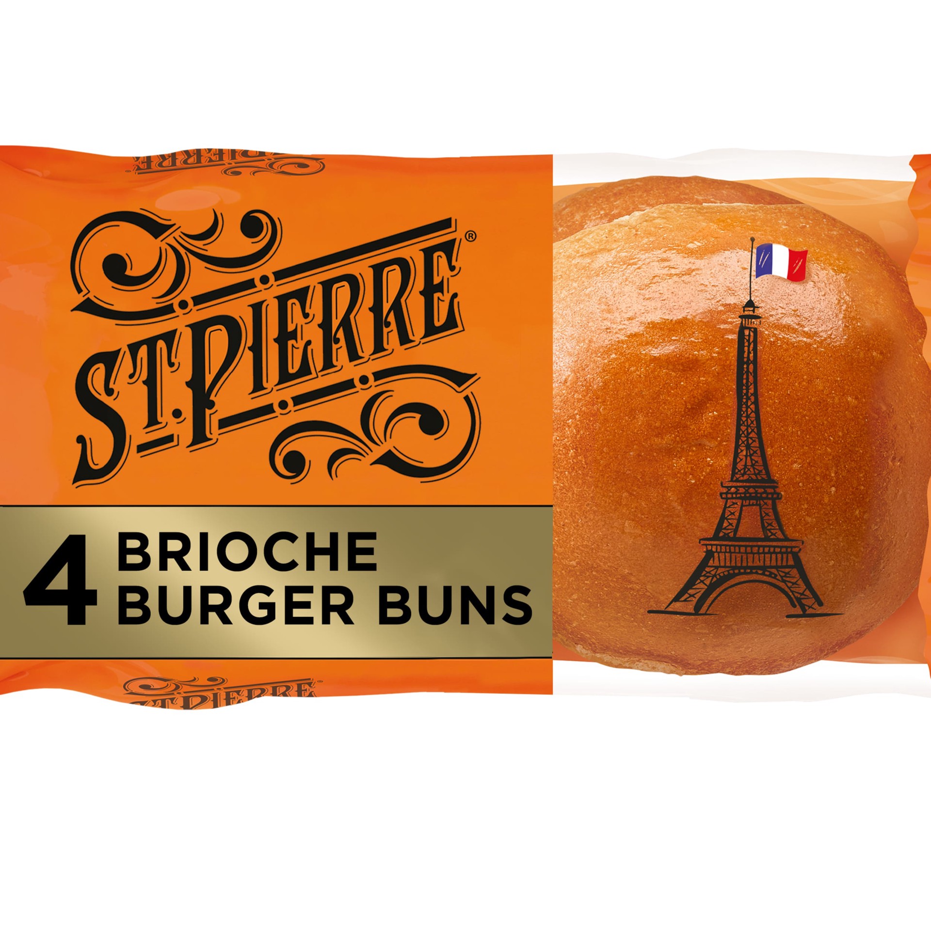 slide 1 of 126, St Pierre Brioche Burger Buns, 4 count, Hamburger Buns, 7 oz Bag, 4 ct