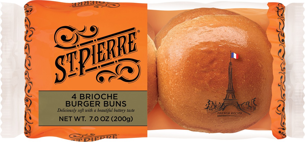 slide 1 of 126, St Pierre Pre-Sliced Brioche Burger Buns 4 ea, 4 ct