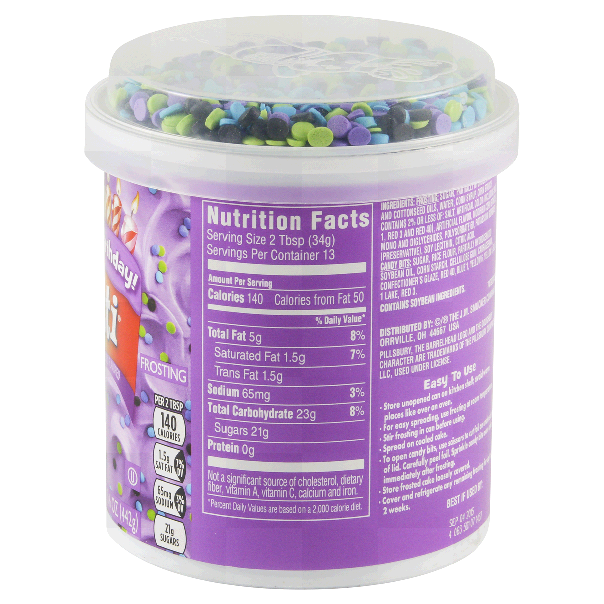 slide 4 of 5, Pillsbury Funfetti Bold Purple Vanilla Frosting, 15.6 oz