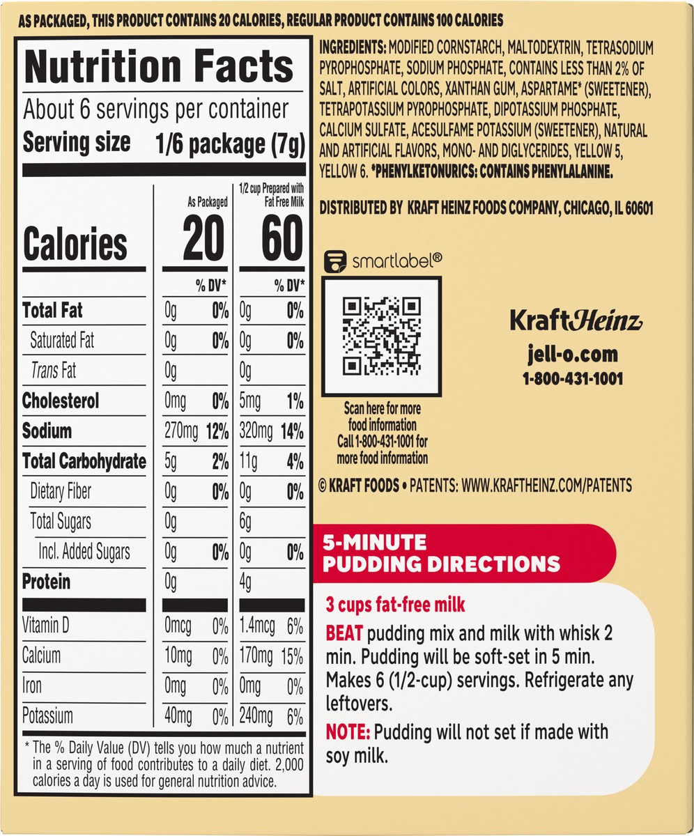 slide 3 of 9, Jell-O Vanilla Artificially Flavored Zero Sugar Instant Reduced Calorie Pudding & Pie Filling Mix, Family Size, 1.5 oz Box, 1.5 oz