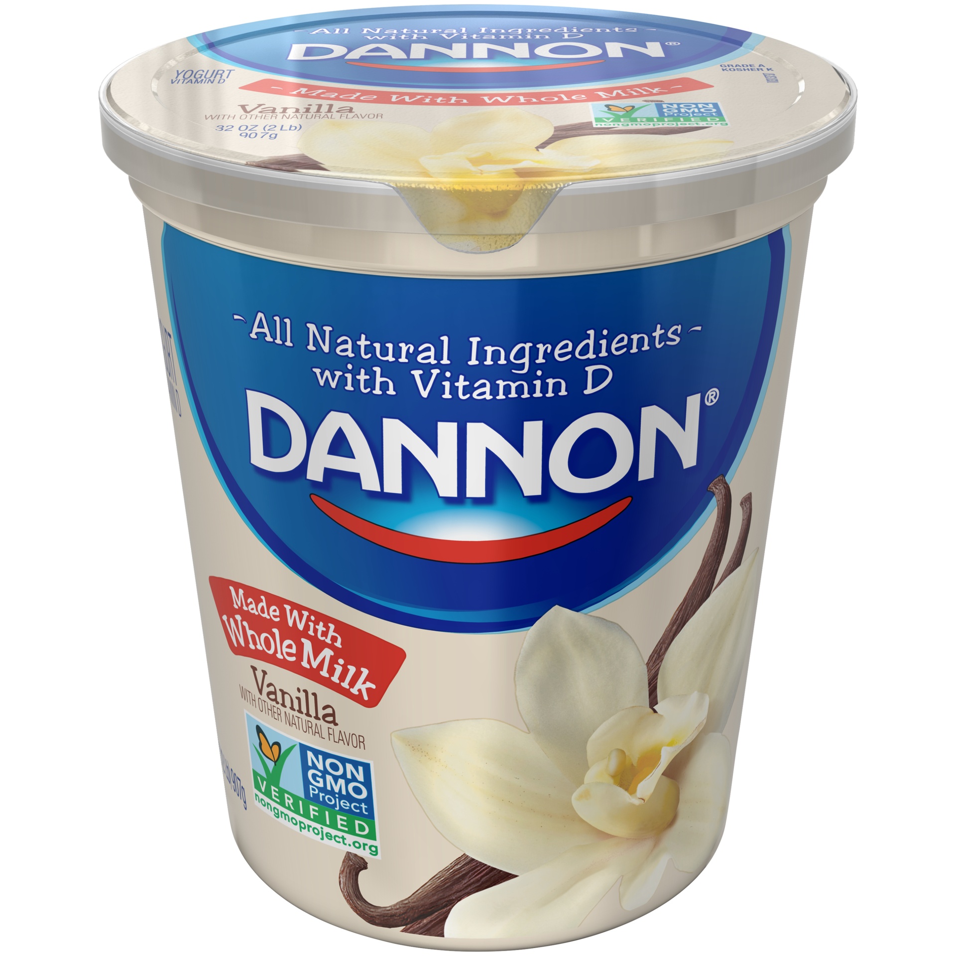 slide 1 of 1, Dannon Whole Milk Vanilla, 32 oz