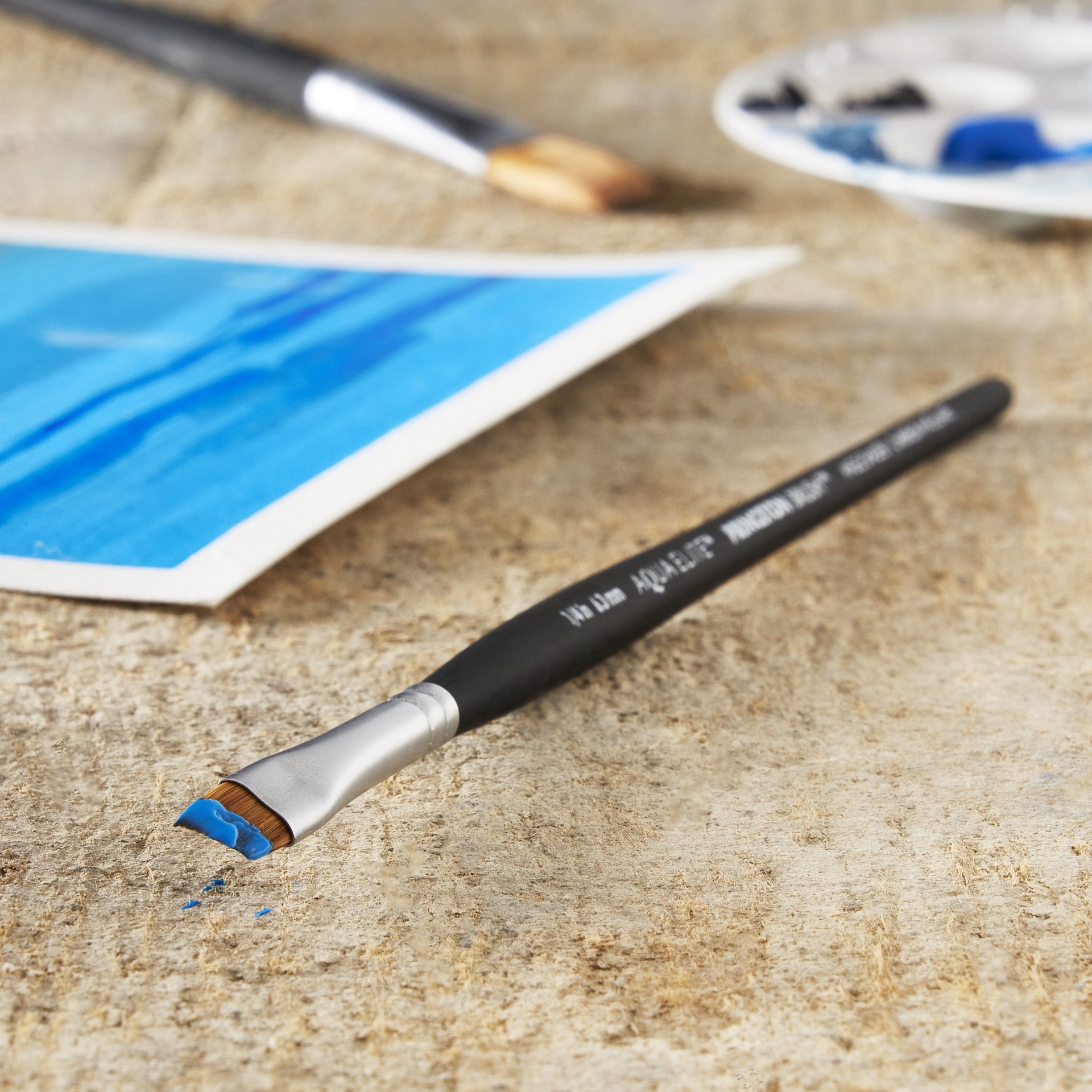 slide 3 of 5, Princeton Artist Brush Co Princeton Aqua Elite Synthetic Angular Shader Watercolor Brush, 1/4 in