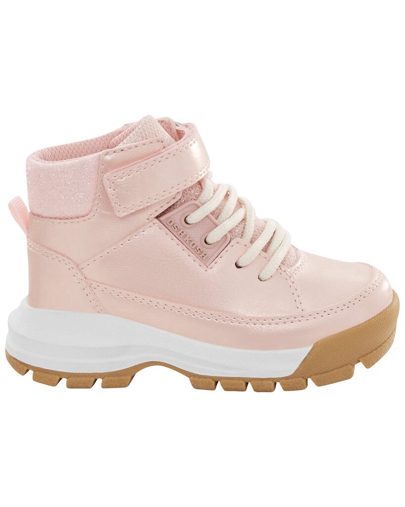 slide 2 of 6, Oshkosh Kid Metallic Pink Lace-Up Boots Pink 3Y, 1 ct