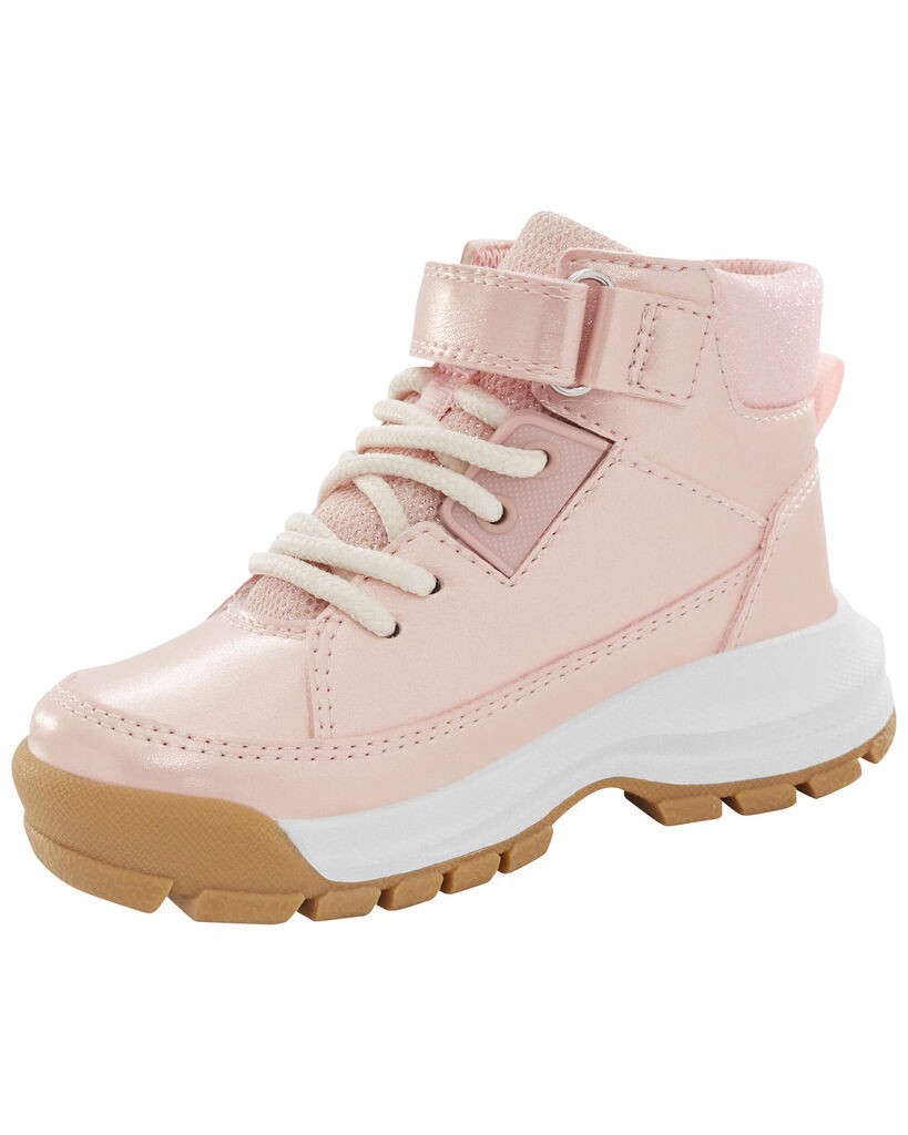 slide 3 of 6, Oshkosh Kid Metallic Pink Lace-Up Boots Pink 3Y, 1 ct