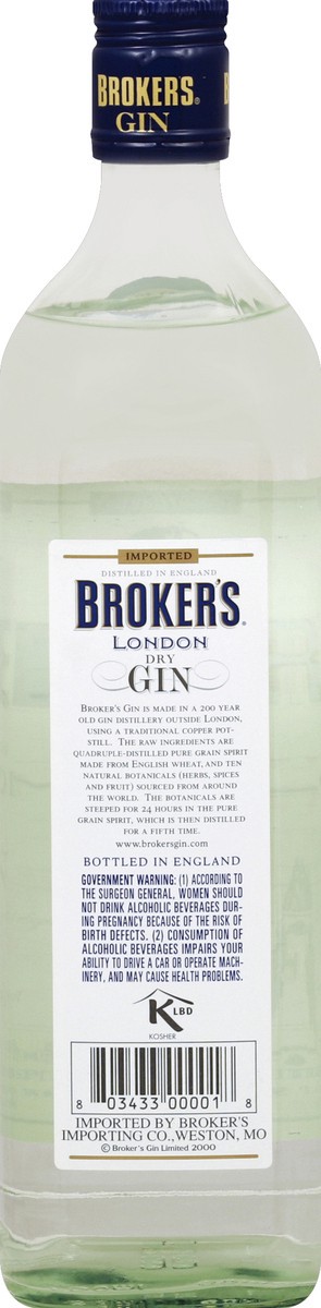 slide 6 of 7, Brokers Dry Gin 750 ml, 750 ml