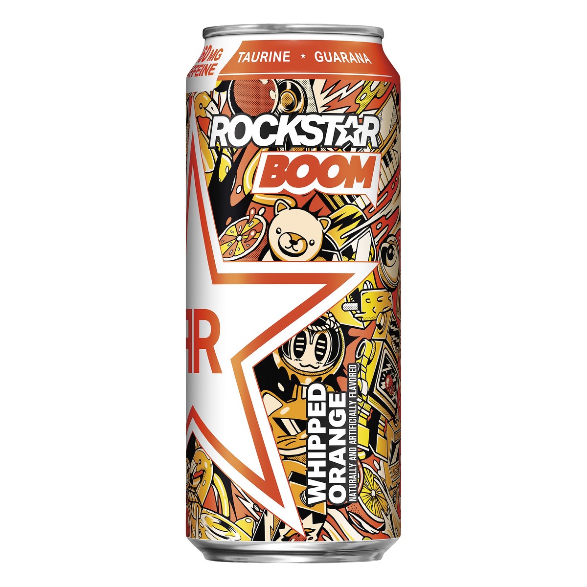 slide 1 of 7, Rockstar Boom Energy Drink Whipped Orange Naturally And Artificially Flavored 16 Fl Oz, 16 fl oz