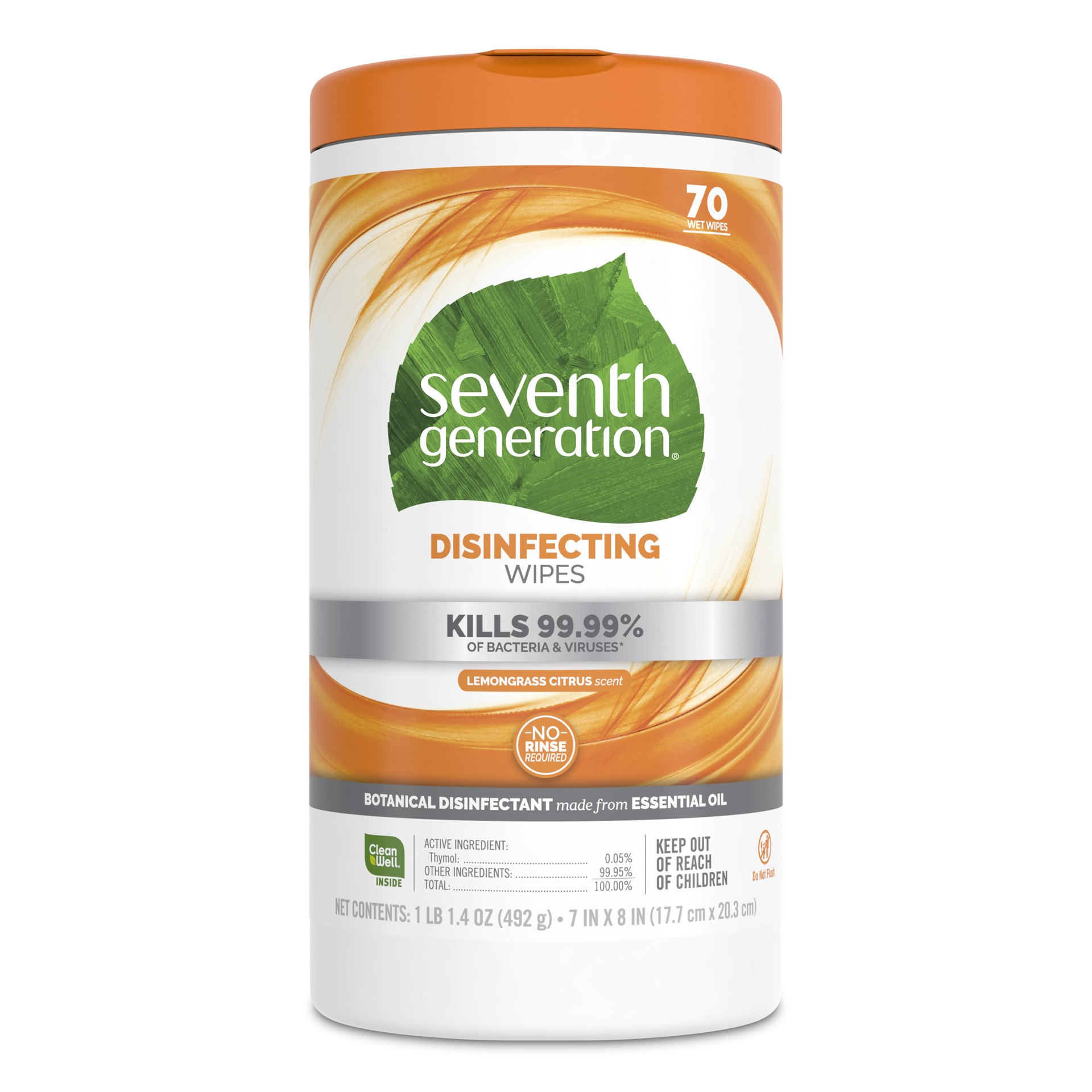 slide 3 of 4, Seventh Generation Disinfectant Wipes Lemongrass Citrus, 70 Count, 70 ct