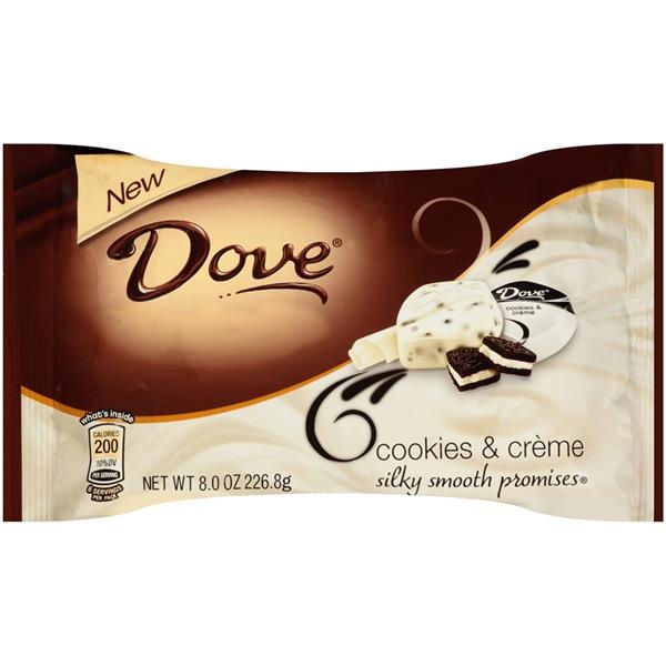 slide 1 of 1, Dove Promises Silky Smooth Cookies & Creme Chocolates, 8 oz