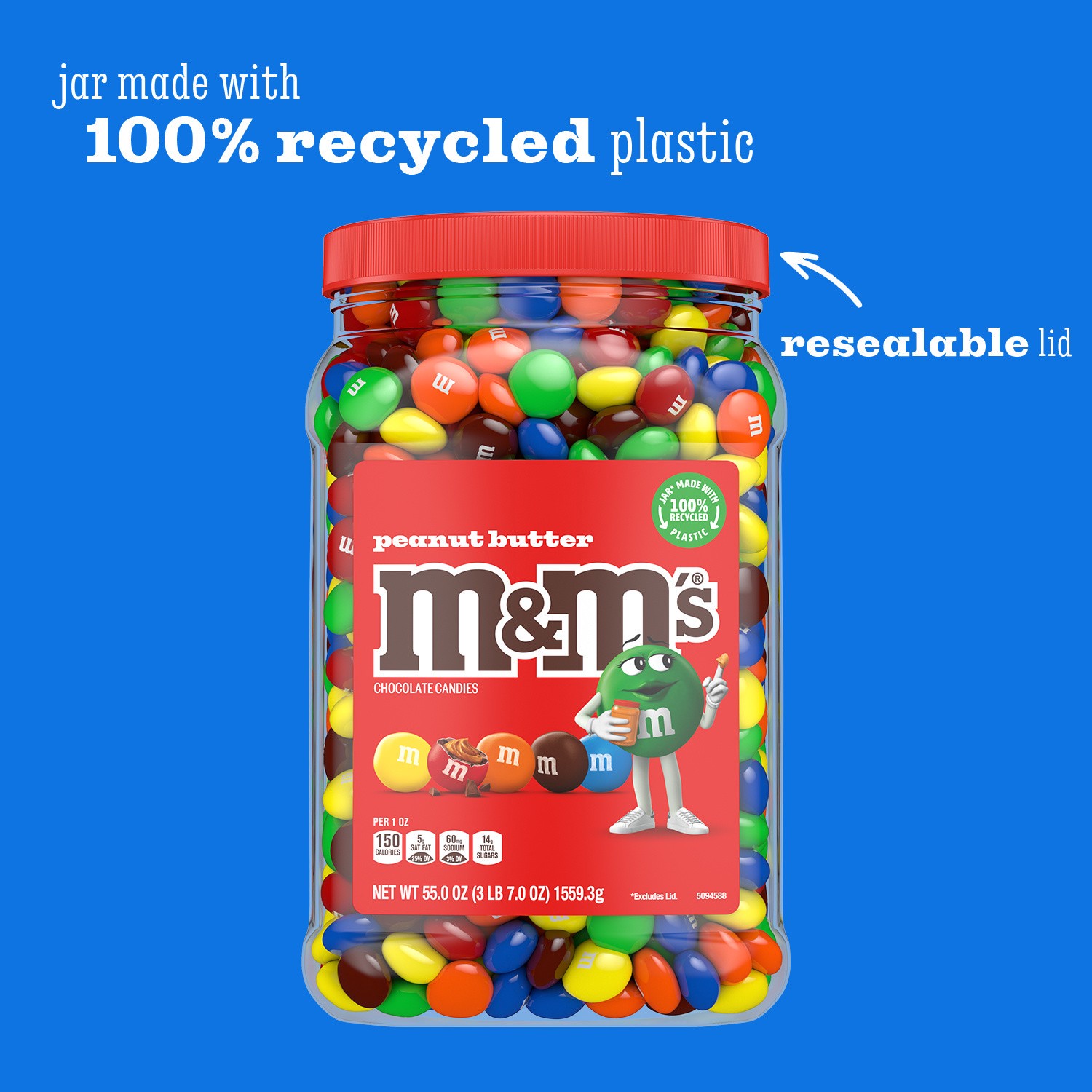 slide 6 of 8, M&M's Chocolate Candies, Peanut Butter, 55 oz