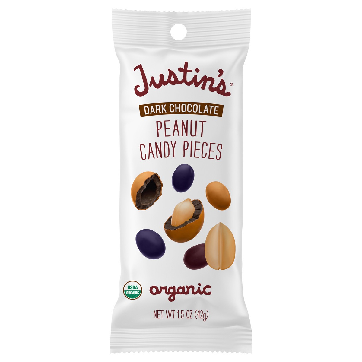 slide 2 of 11, Justin's Justin’s Organic Dark Chocolate Peanut Candy Pieces, 1.5oz, 1.5 oz