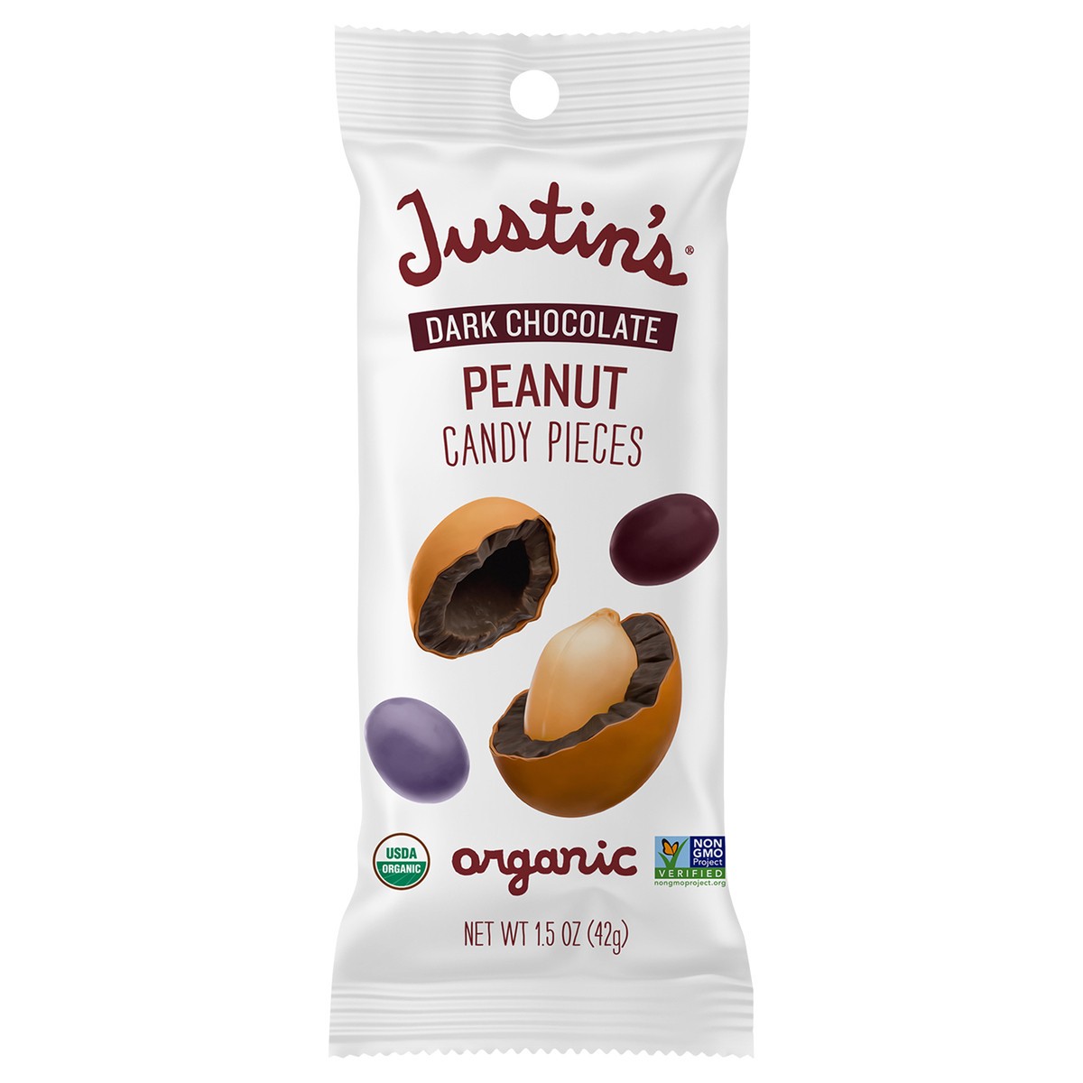 slide 1 of 11, Justin's Justin’s Organic Dark Chocolate Peanut Candy Pieces, 1.5oz, 1.5 oz