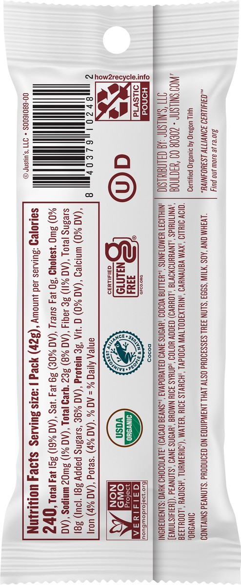 slide 10 of 11, Justin's Justin’s Organic Dark Chocolate Peanut Candy Pieces, 1.5oz, 1.5 oz