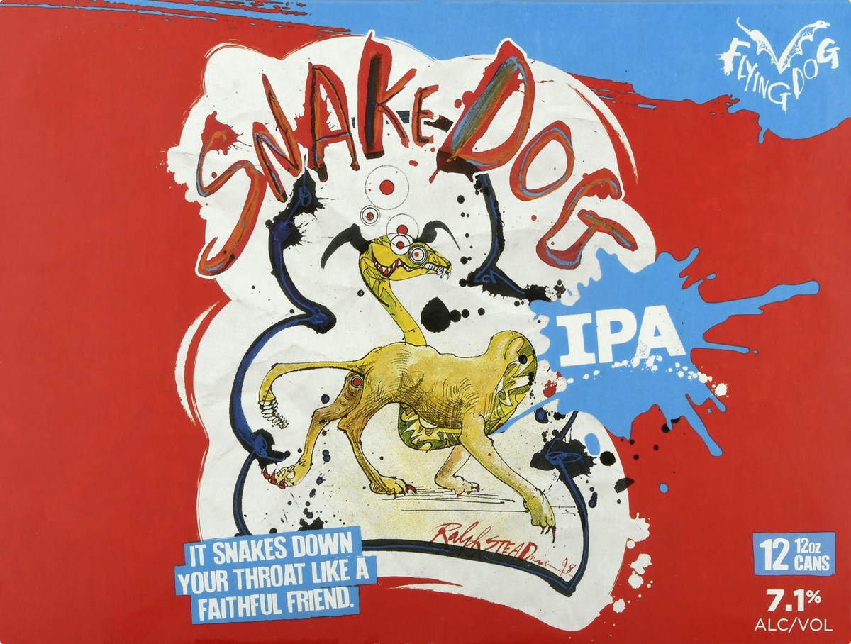 slide 6 of 8, Flying Dog Beer Snakedog, West Coast IPA, Craft Beer, 7.1% ABV, 12 ct