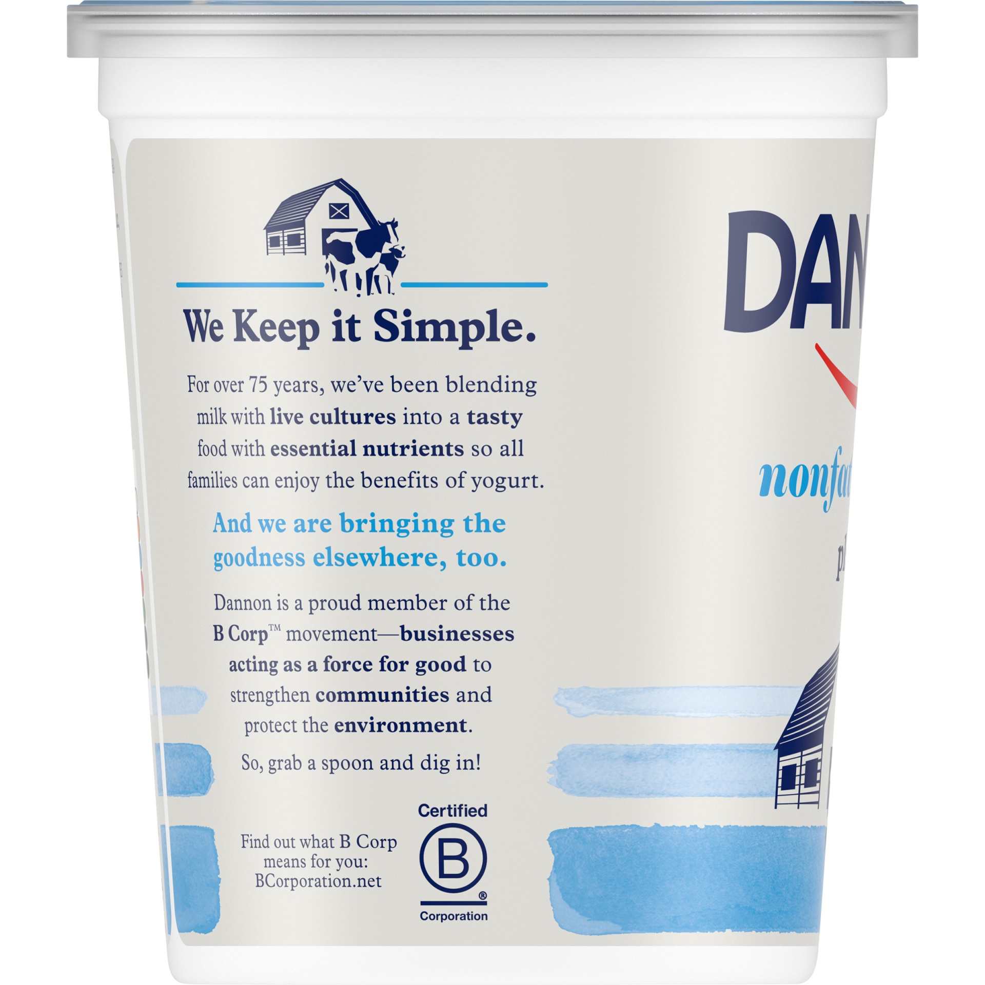 slide 3 of 7, Dannon Nonfat Non-GMO Project Verified Plain Yogurt, 32 oz