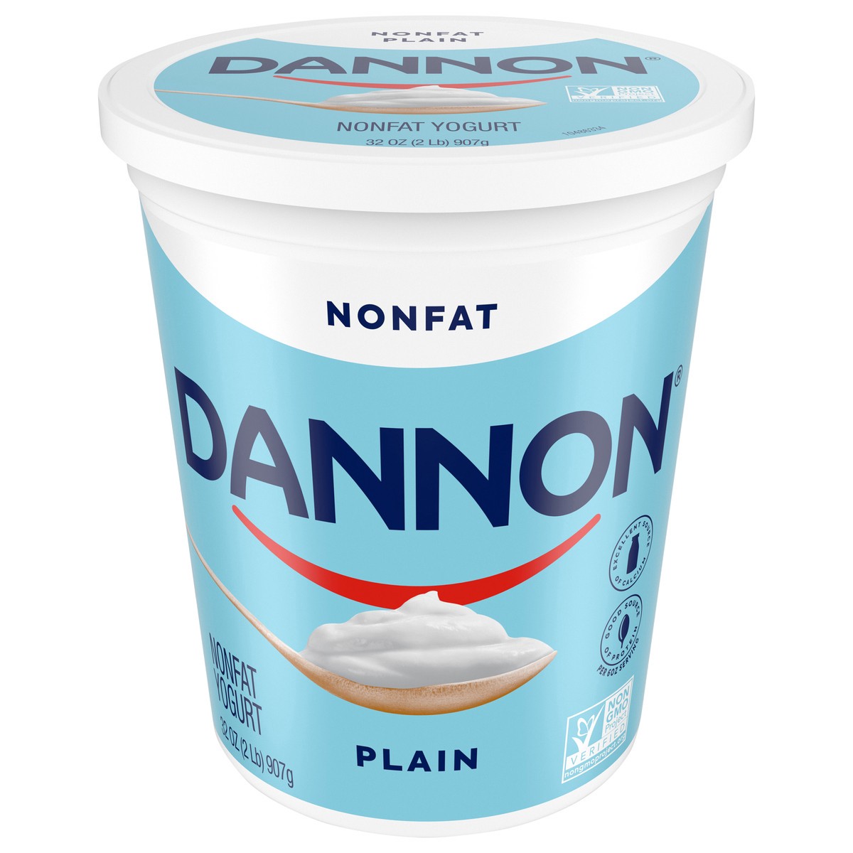 slide 1 of 9, Dannon Plain Nonfat Yogurt, 32 OZ Quart, 32 oz