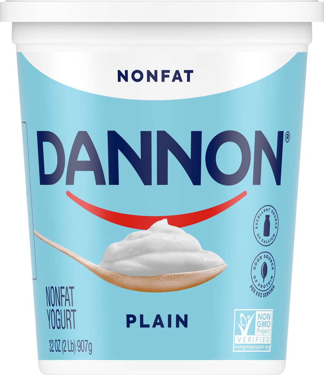slide 7 of 9, Dannon Plain Nonfat Yogurt, Excellent Source of Calcium and Good Source of Protein with the Rich and Creamy Taste of Plain Flavored Yogurt, 32 OZ Quart, 32 oz