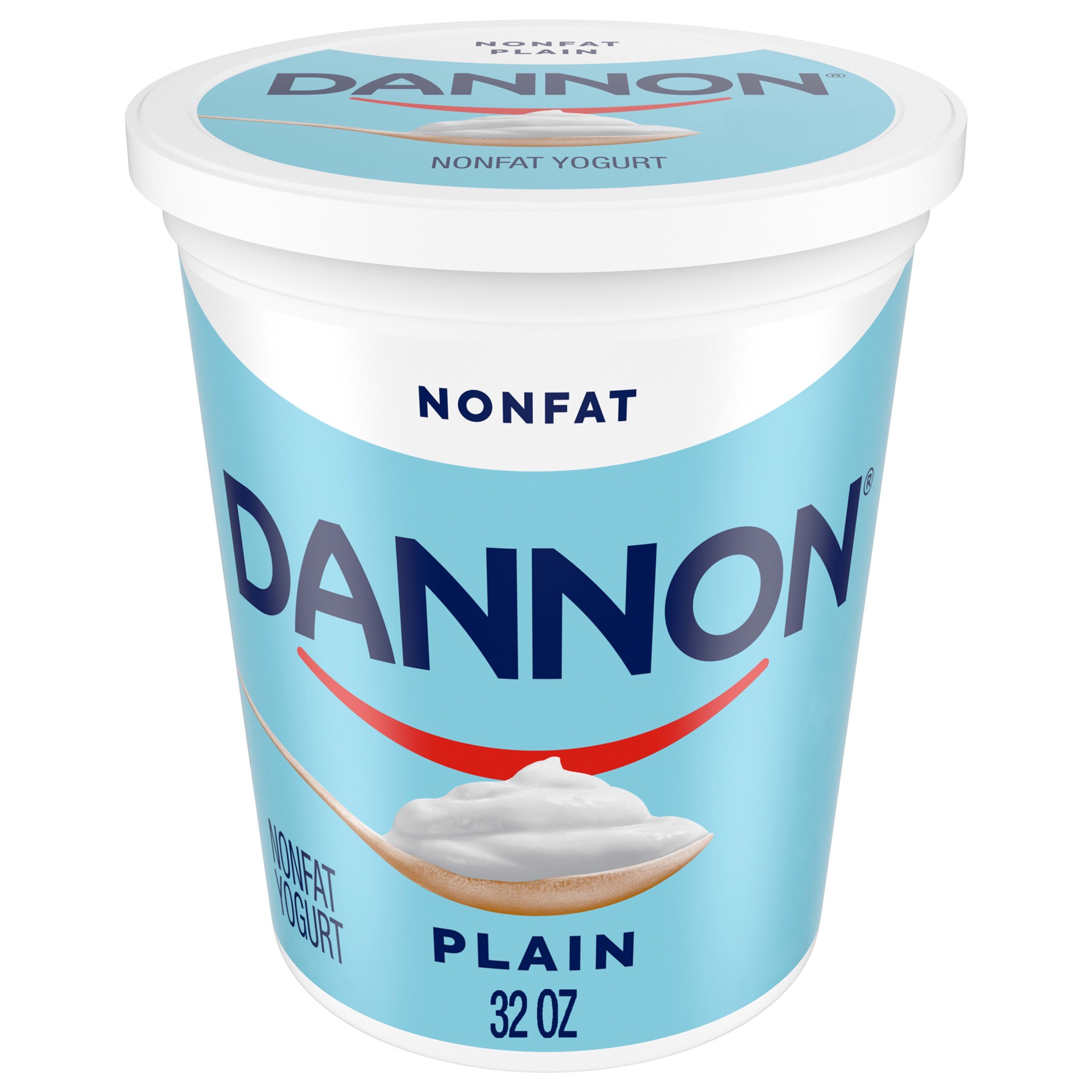 slide 1 of 9, Dannon Plain Nonfat Yogurt, Excellent Source of Calcium and Good Source of Protein with the Rich and Creamy Taste of Plain Flavored Yogurt, 32 OZ Quart, 32 oz