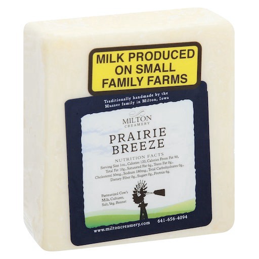 slide 1 of 1, Milton Creamery Prairie Breeze White Cheddar Cheese, per lb