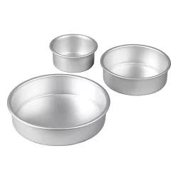 Wilton Aluminum Round Cake Pans, 3-Piece Set with 8-Inch, 6-Inch and 4-Inch Cake Pans