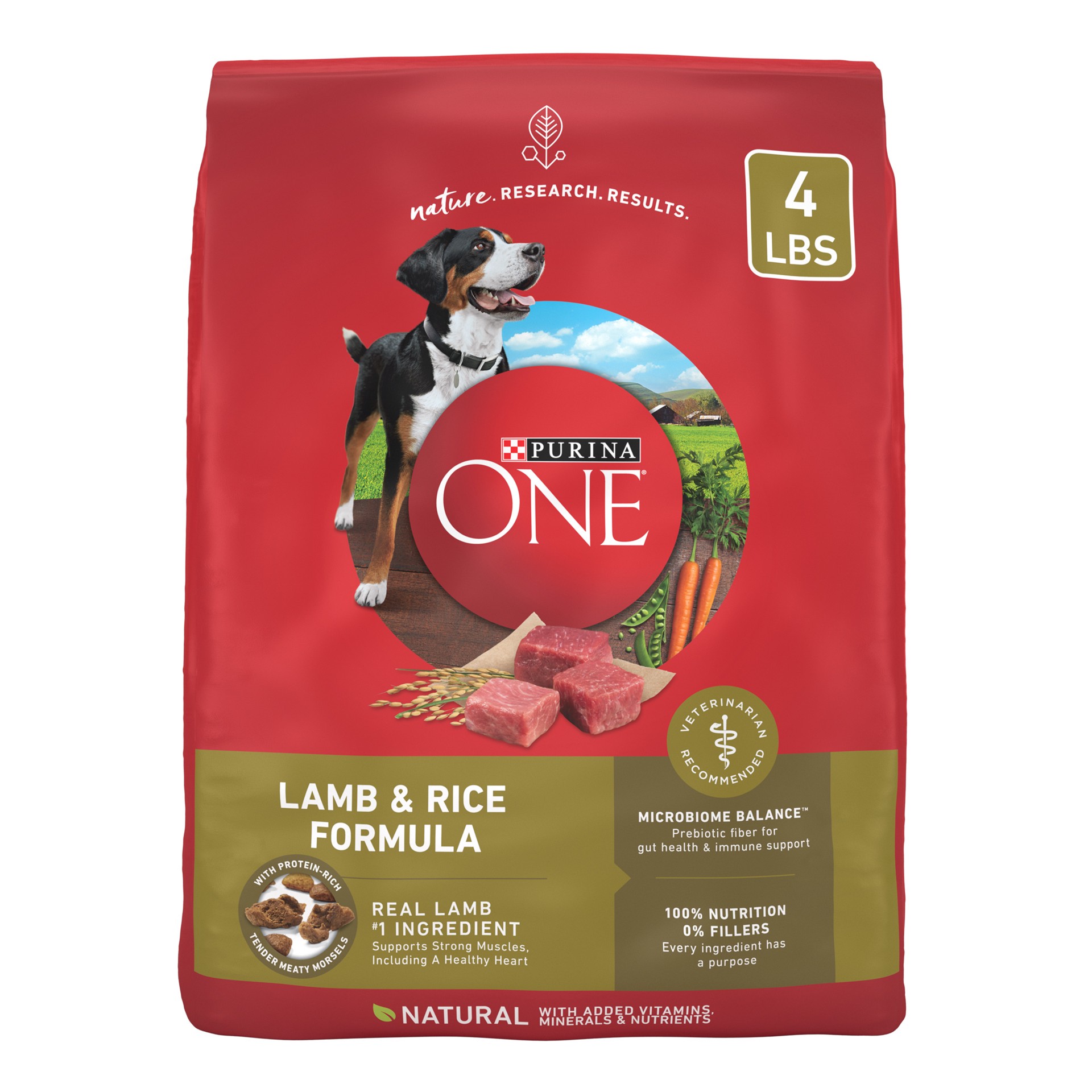 slide 1 of 9, Purina ONE Dry Dog Food Lamb and Rice Formula, 4 lb