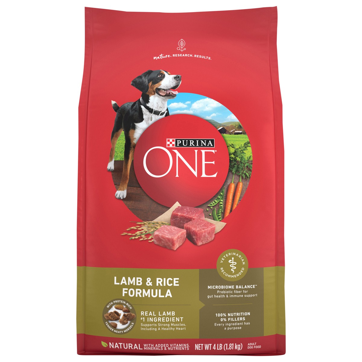 slide 1 of 9, Purina ONE Natural Dry Dog Food, SmartBlend Lamb & Rice Formula - 4 lb. Bag, 4 lb