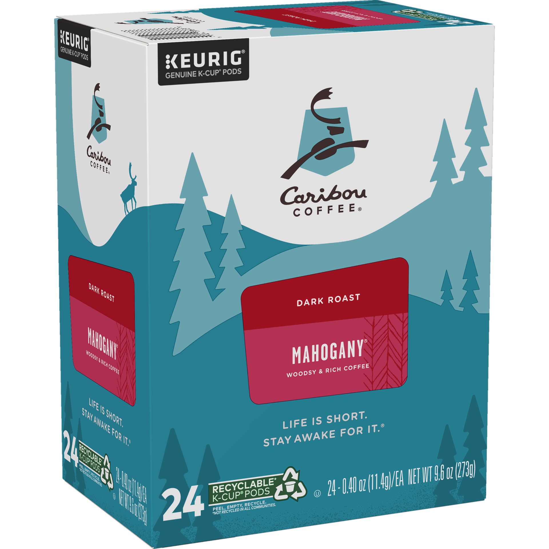 slide 4 of 5, Caribou Coffee Mahogany Keurig Single-Serve K-Cup Pods, Dark Roast Coffee, 24 Count, 24 ct