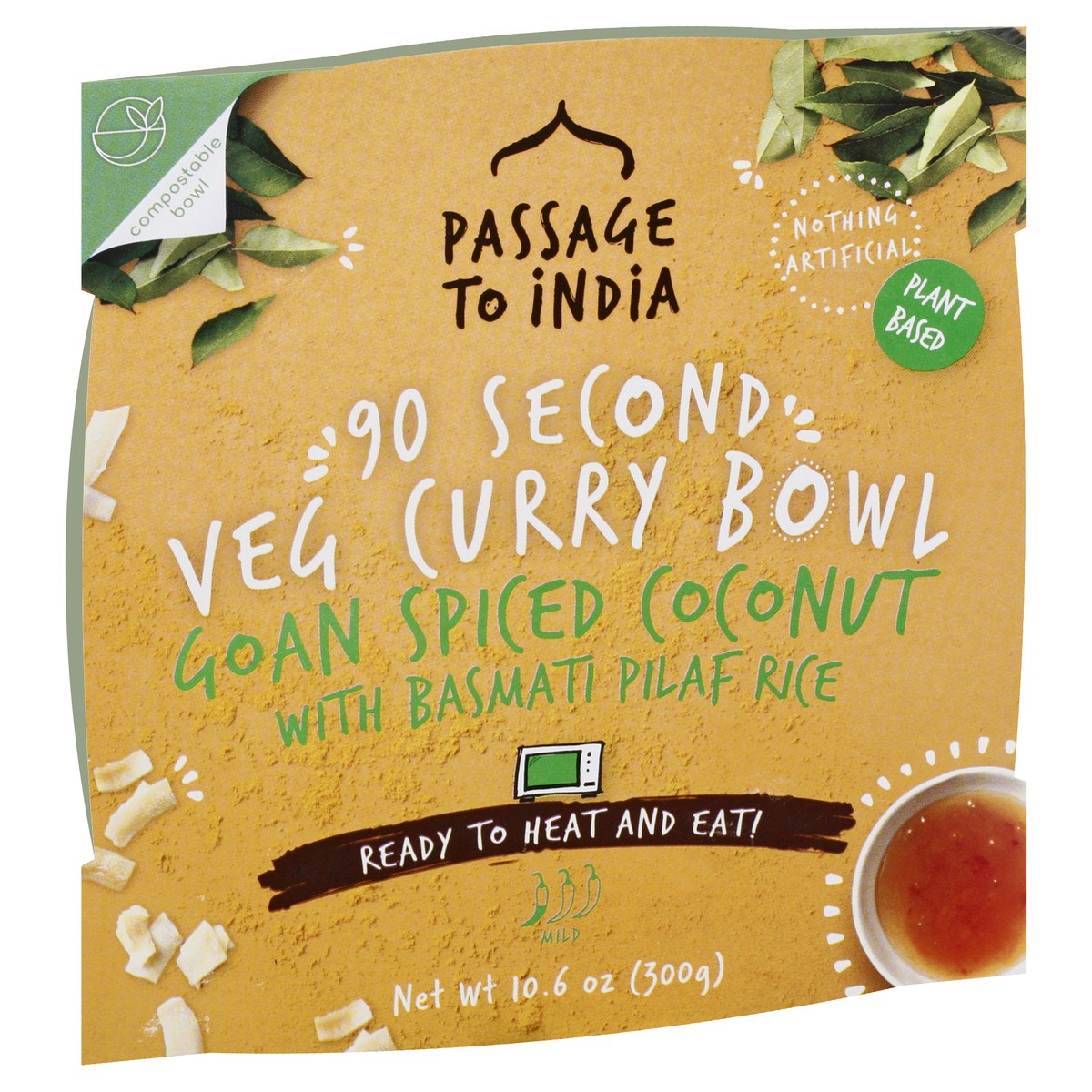 slide 2 of 9, Passage to India 90 Second Mild Goan Spice Coconut with Basmati Pilaf Rice Veg Curry Bowl 10 oz, 10 oz