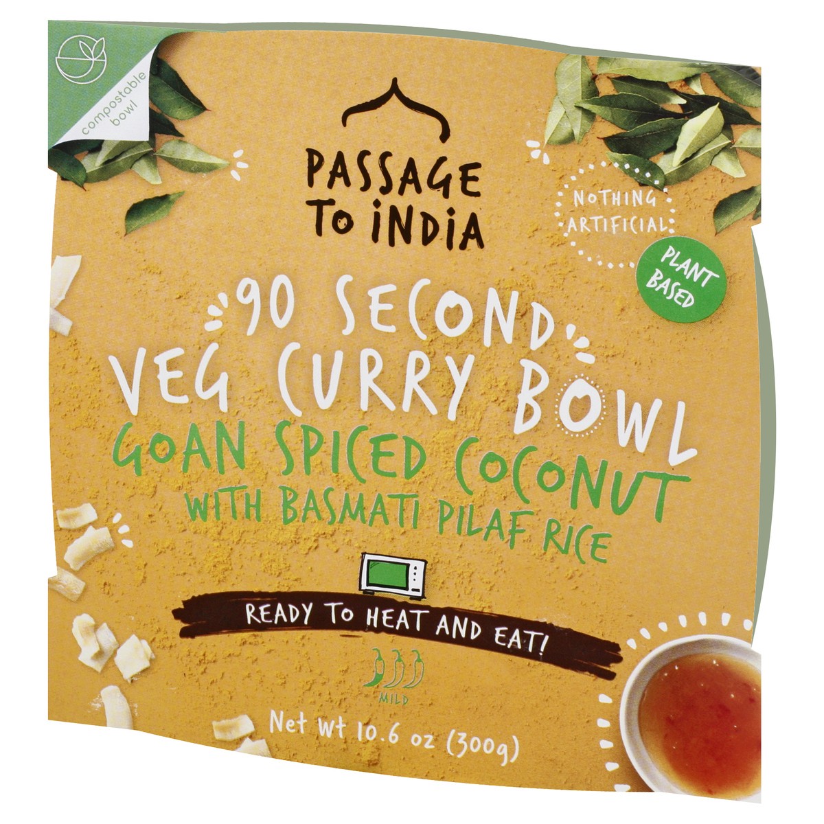 slide 3 of 9, Passage to India 90 Second Mild Goan Spice Coconut with Basmati Pilaf Rice Veg Curry Bowl 10 oz, 10 oz