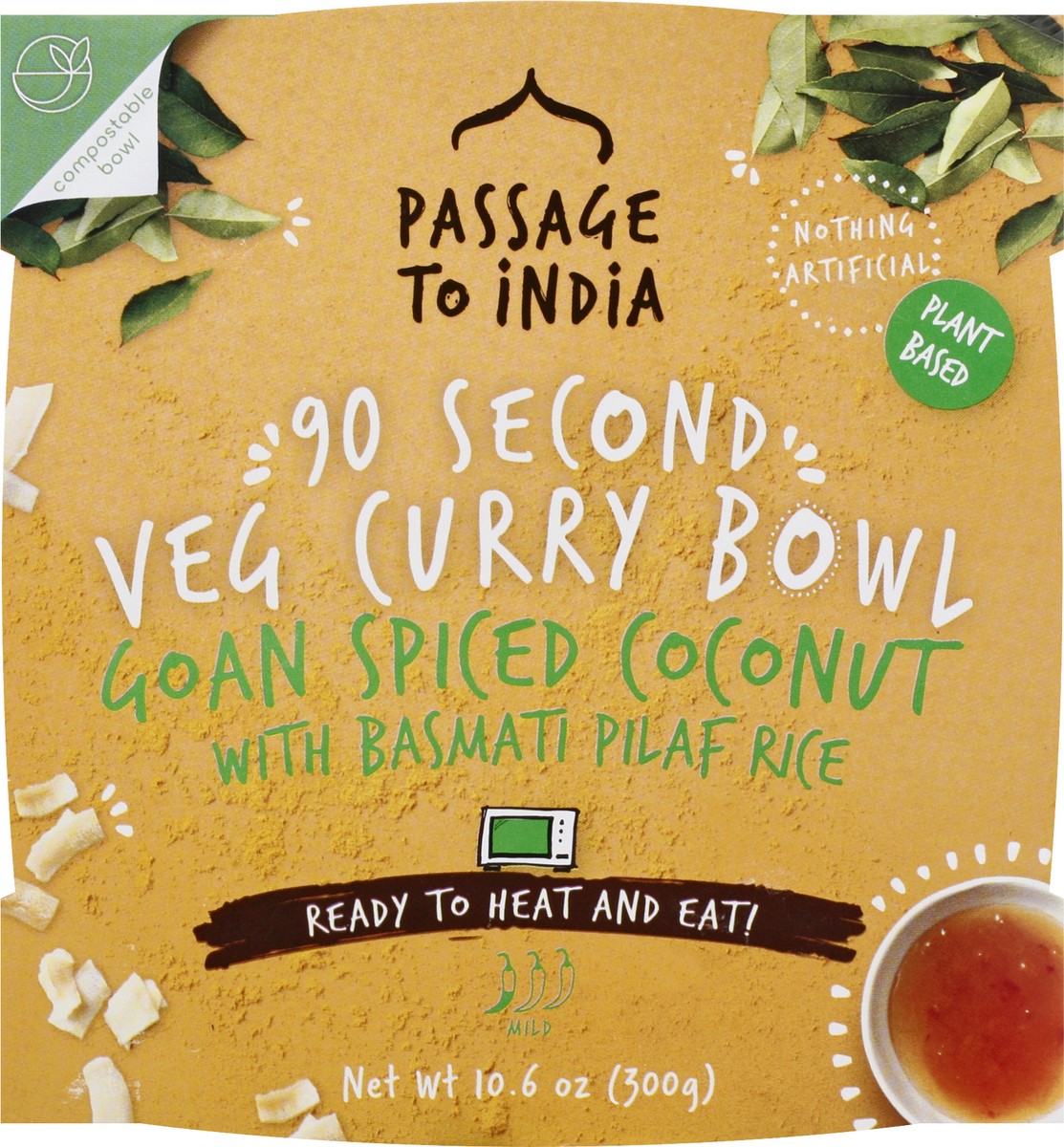 slide 6 of 9, Passage to India 90 Second Mild Goan Spice Coconut with Basmati Pilaf Rice Veg Curry Bowl 10 oz, 10 oz