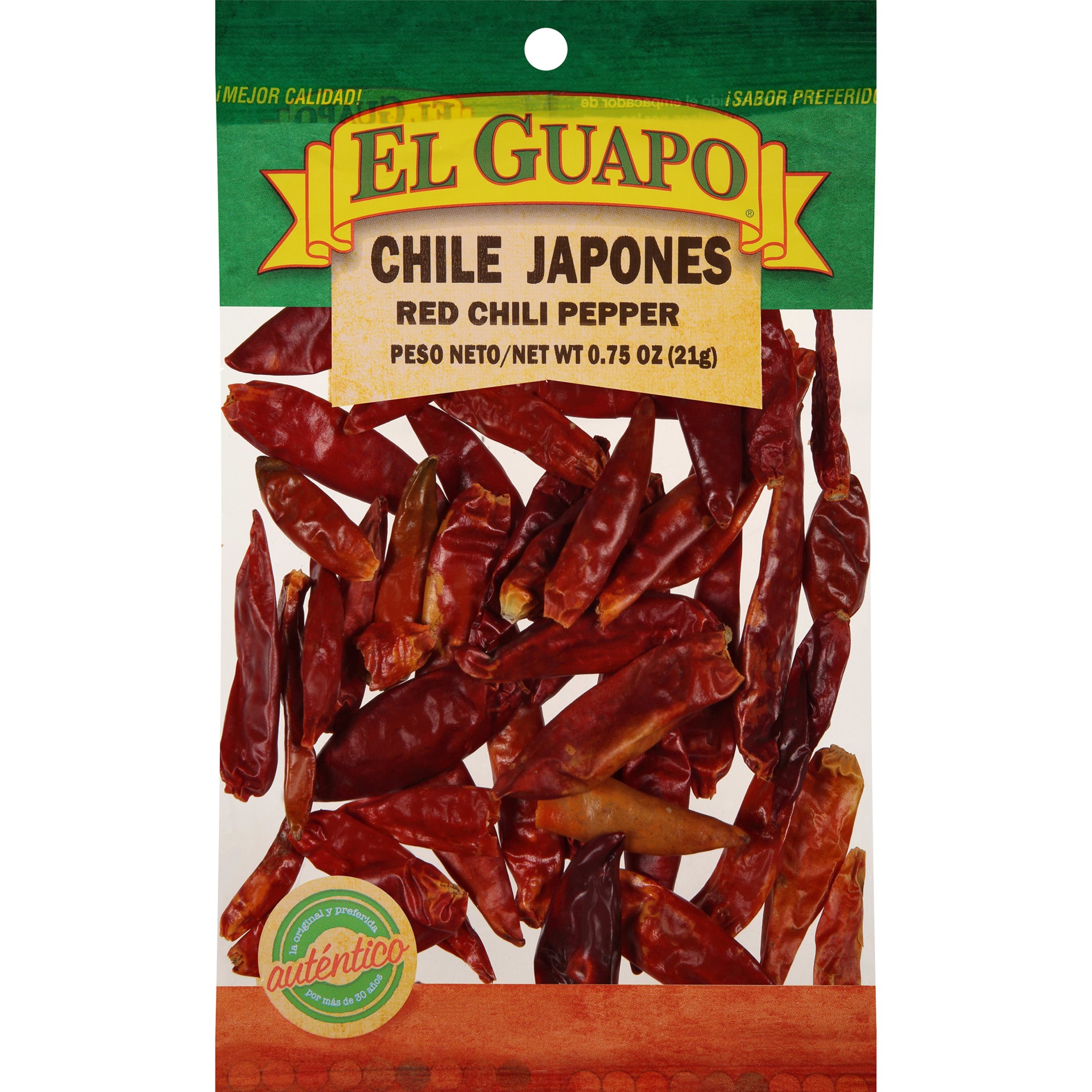 slide 1 of 7, El Guapo Whole Japanese Chili Peppers (Chile Japones Entero), 0.75 oz, 0.75 oz