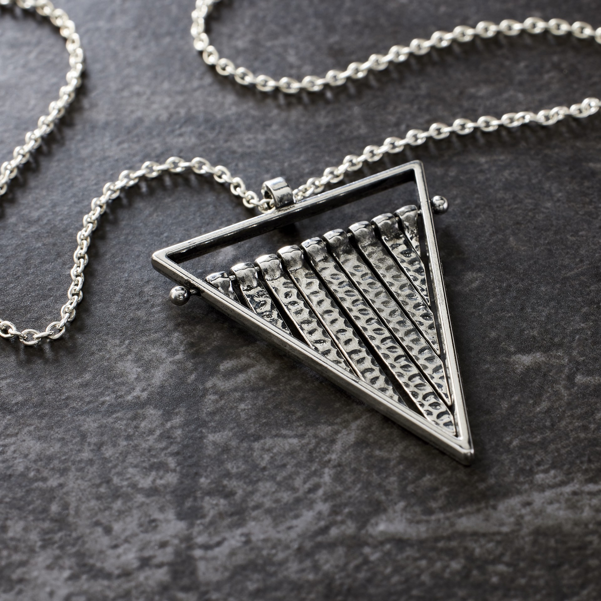 slide 2 of 3, Rhodium Triangle Fringe Pendant By Bead Landing, 39 mm  pendant size