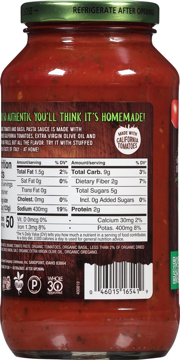 slide 3 of 7, Organicville Org Tomato Basil Pasta Sauce, 24 oz