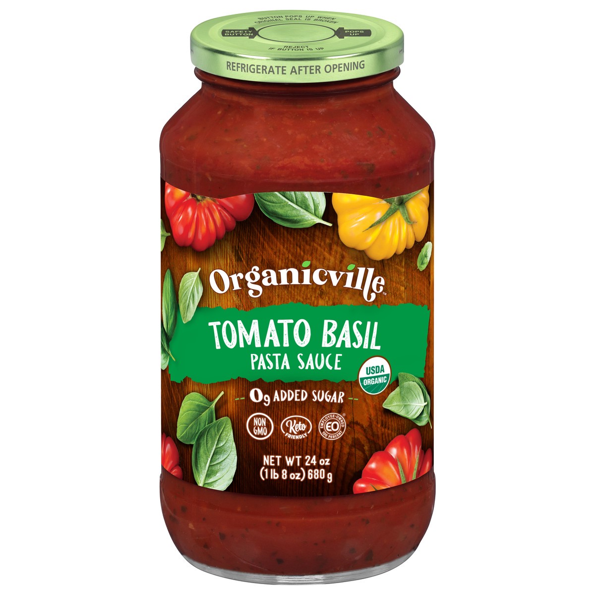 slide 1 of 7, Organicville Org Tomato Basil Pasta Sauce, 24 oz