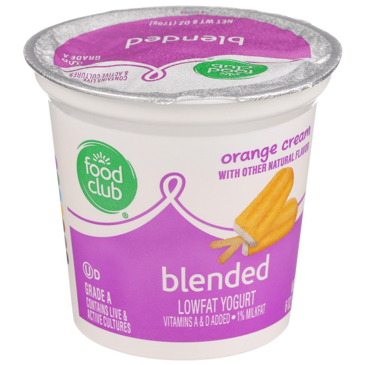 slide 2 of 9, Food Club Orange Cream Blended Lowfat Yogurt, 6 oz