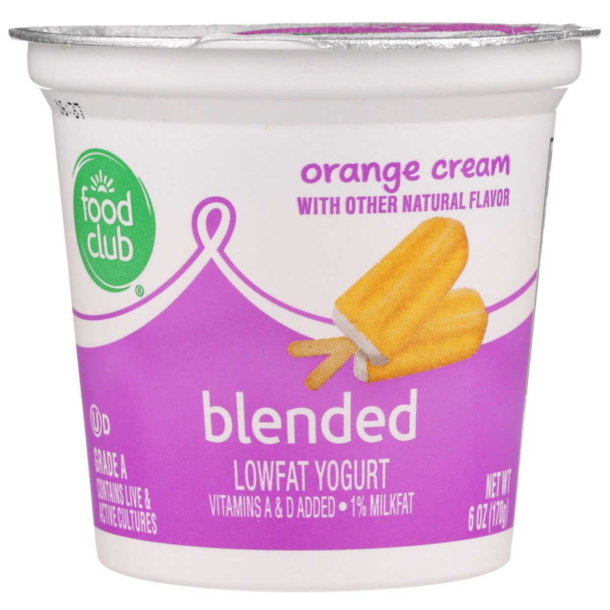 slide 8 of 9, Food Club Orange Cream Blended Lowfat Yogurt, 6 oz