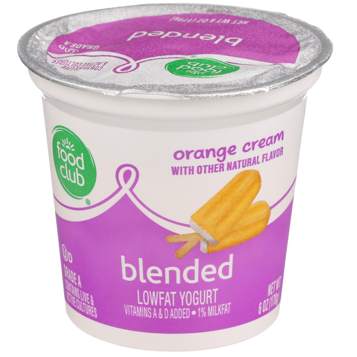 slide 1 of 9, Food Club Orange Cream Blended Lowfat Yogurt, 6 oz