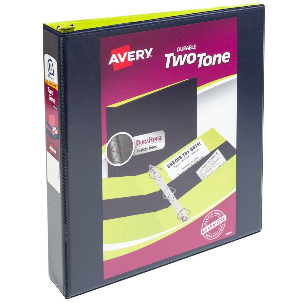 slide 2 of 2, Avery Durable Two-Tone Binder - Assorted, 1.5 in