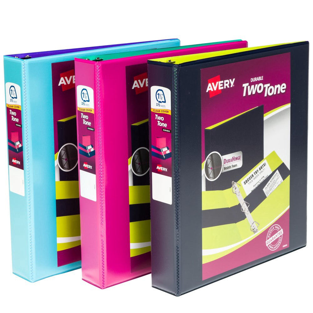 slide 1 of 2, Avery Durable Two-Tone Binder - Assorted, 1.5 in