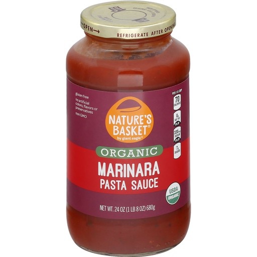 slide 1 of 1, Nature's Basket Marinara Pasta Sauce, Oraganic - 24 oz, 24 oz