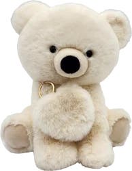 Holiday Home 10-Inch Plush Bear with Keychain - Cream